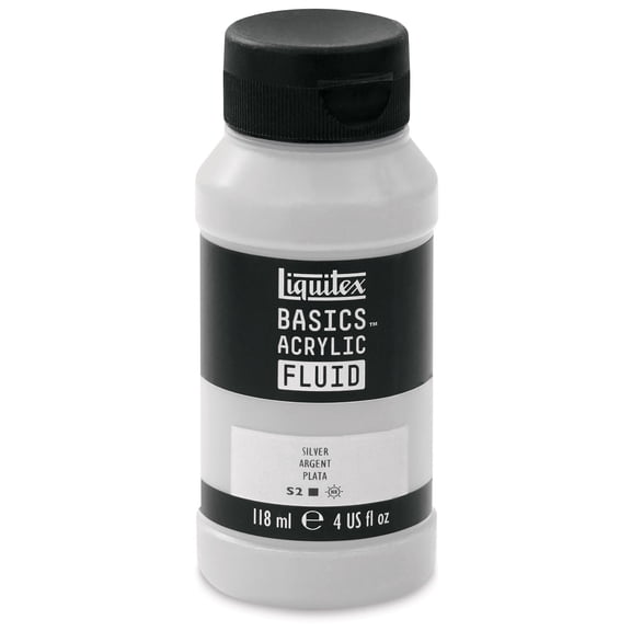 Liquitex BASICS Acrylic Fluid, 118 mL Bottle, Silver