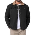 thumbnail image 1 of Abrigo de invierno para hombres INSPIRE CHIC con cuello, botones frontales, forro de felpa, bolsillos y chaqueta de camionero L negra, 1 of 6