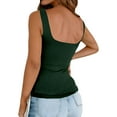 thumbnail image 6 of GXIPO Womens Square Neck Double Lined Tank Tops Low Back Fitted Sleeveless Tops Dark Green 2XL, 6 of 6