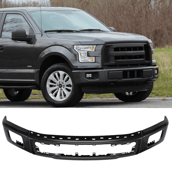 For 2015-2017 Ford F150 F-150 Black Front Bumper Face Bar w/Fog Light Hole US NE