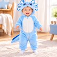 thumbnail image 2 of CUZIBR Baby Halloween Costumes Boy Girl Fuzzy Onesie Animal Romper Jumpsuit Hooded Zip Up Long Sleeve Soft Cosplay Party Clothes,Blue,3-6 Months, 2 of 8