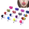 thumbnail image 5 of BESTONZON Creative Stainless Steel Vibration Tongue Rings Plated Tongue Piercing Rings Piercings Jewelry Accessories (Pink + Blue）, 5 of 5