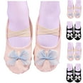 thumbnail image 4 of Xfvqtps Ballet Shoes for Girls Soft Sole Non Slip Cross Elastic Straps Lace Bow Canvas Dance Shoes for Gymnastics Performance Black, 4 of 4