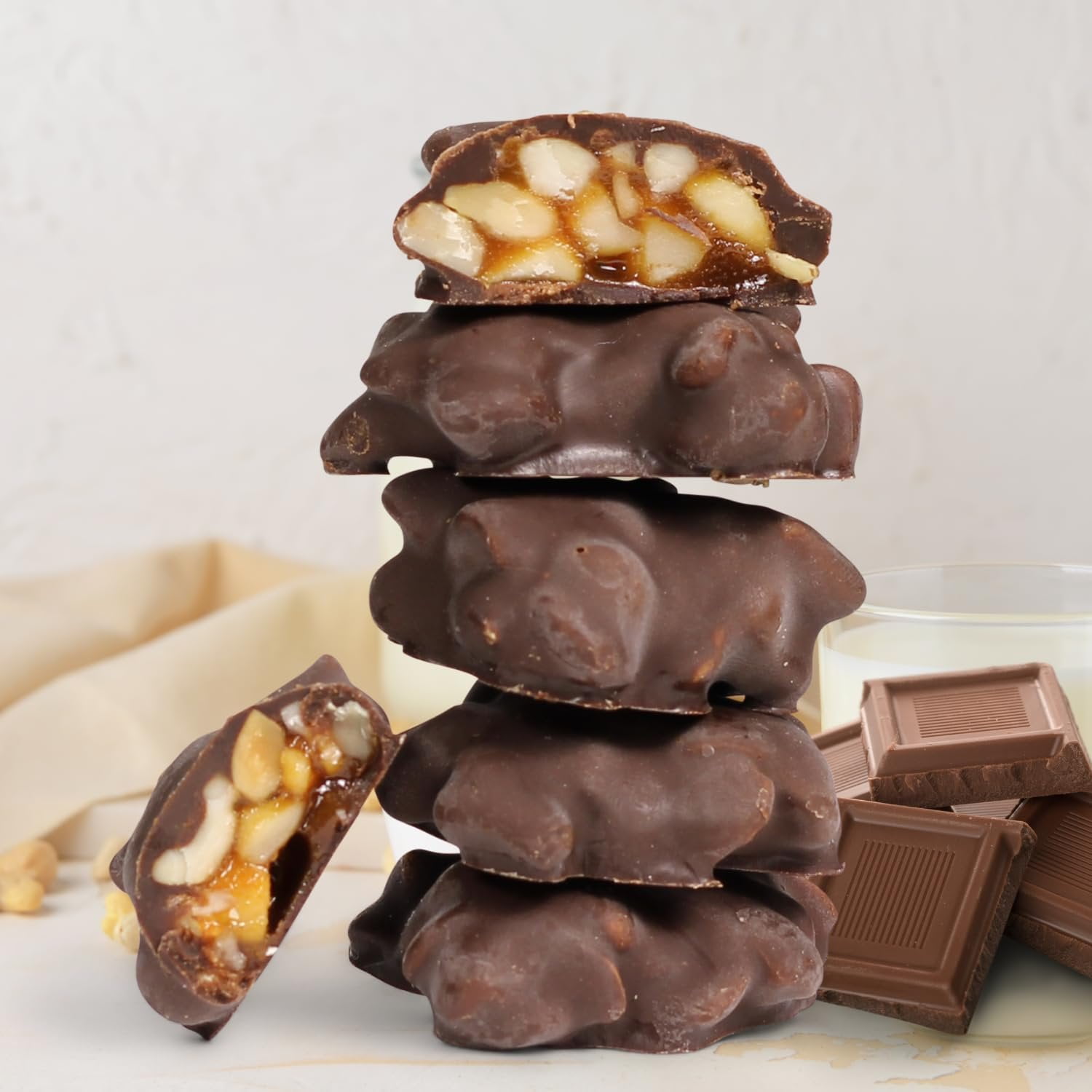 Chocolate Caramel Cashew Nut Clusters Red Gift Box - by It's Delish  12 OZ Premium Dark Chocolate Covered Nuts with Carmel Clusters  Christmas Gifts Box of Chocolates Candy Nut Turtles with...