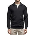thumbnail image 4 of Zimjoy Men's Quarter Zip Pullover Collared Long Sleeve 1/4 Zip Pullover Mens Casual Mens Shirts Lightweight Pocket Zip Up Hoodie Dress Clothes Men, Black S, 4 of 6