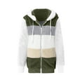thumbnail image 5 of IROINNID Reduced Hoodie Jacket for Women Winter Fall Warm Zipper Shearling Jacket Long Sleeve Casual Hooded Stripe Coat,Green, 5 of 5
