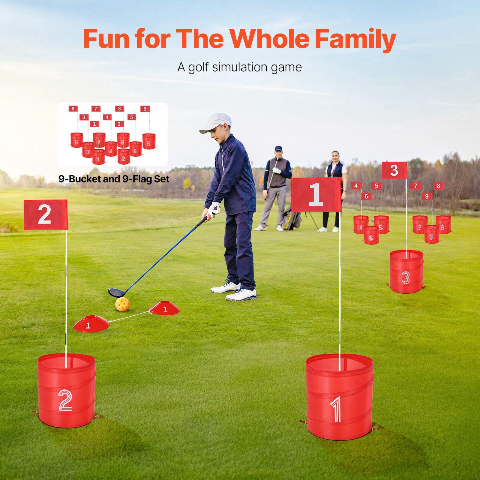 Portable 9 Hole Backyard Golf Course Game for Family Adults Kids Outdoor Lawn Yard Camping Park Beach Practice Chipping