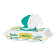 Baby Wipes Pampers Sensitive, Clinically Proven, Fragrance Free, Unscented, Water Based, Hypoallergenic Baby Wipes, Multi-Use Baby Wipes, Hand Wipes 56 Baby Wipes Total (1X Flip-Top Packs)