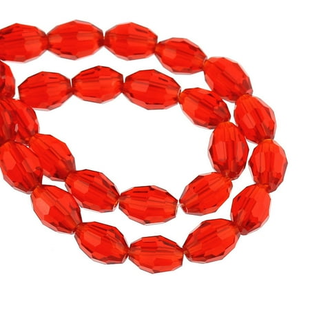 Red Bead Double Strand - 1 Strand Red Faceted Oval Glass Crystal Loose Beads