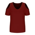 thumbnail image 6 of Timegard Womens Top Cold Shoulder V Neck Short Sleeve Comfy Casual Solid Color Tunic Top Blouse Summer, 6 of 7