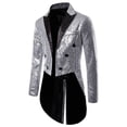 thumbnail image 4 of Men's Sequin Blazer Retro Dress Top and Pants Set Metallic Slim Suit 2 Piece Disco Prom Shiny Outfit Wedding Party Banquet Fashion Jacket Pant, 4 of 5