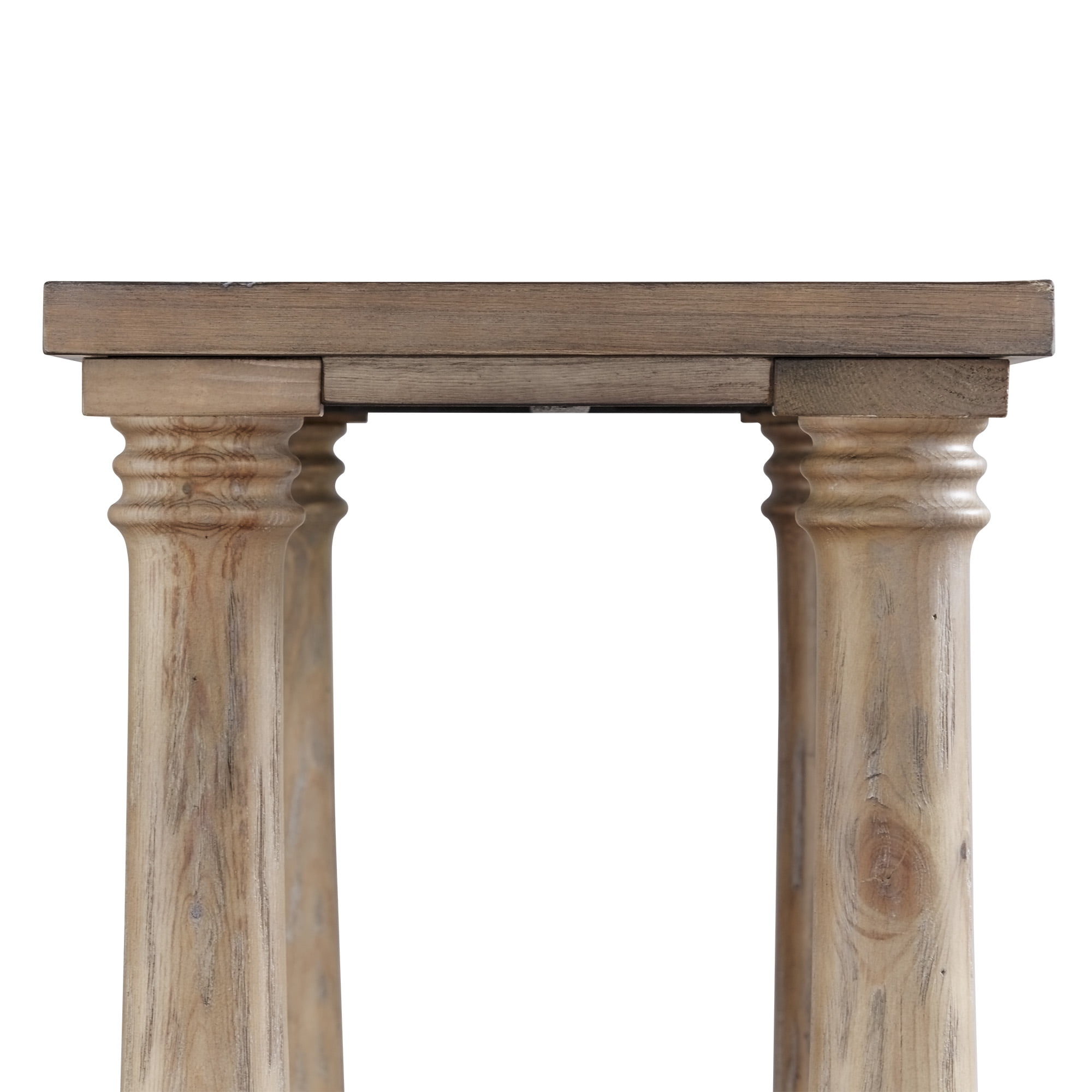 Weston Home Dunbar Pine Brown Sofa Table with Lower Storage Shelf and Pedestal Design