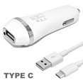 thumbnail image 3 of Universal 2 In 1 USB Car Charger Adapter With 5 Ft Type-C USB Cable White, 3 of 3