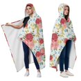 thumbnail image 2 of Wearable Blanket,Pioneer Flower Floral Print Pattern Hooded Wearable Flannel Blanket for Adults & Teens with Buckle,Winter Poncho Shawl Wrap Cape,50"x60", 2 of 5