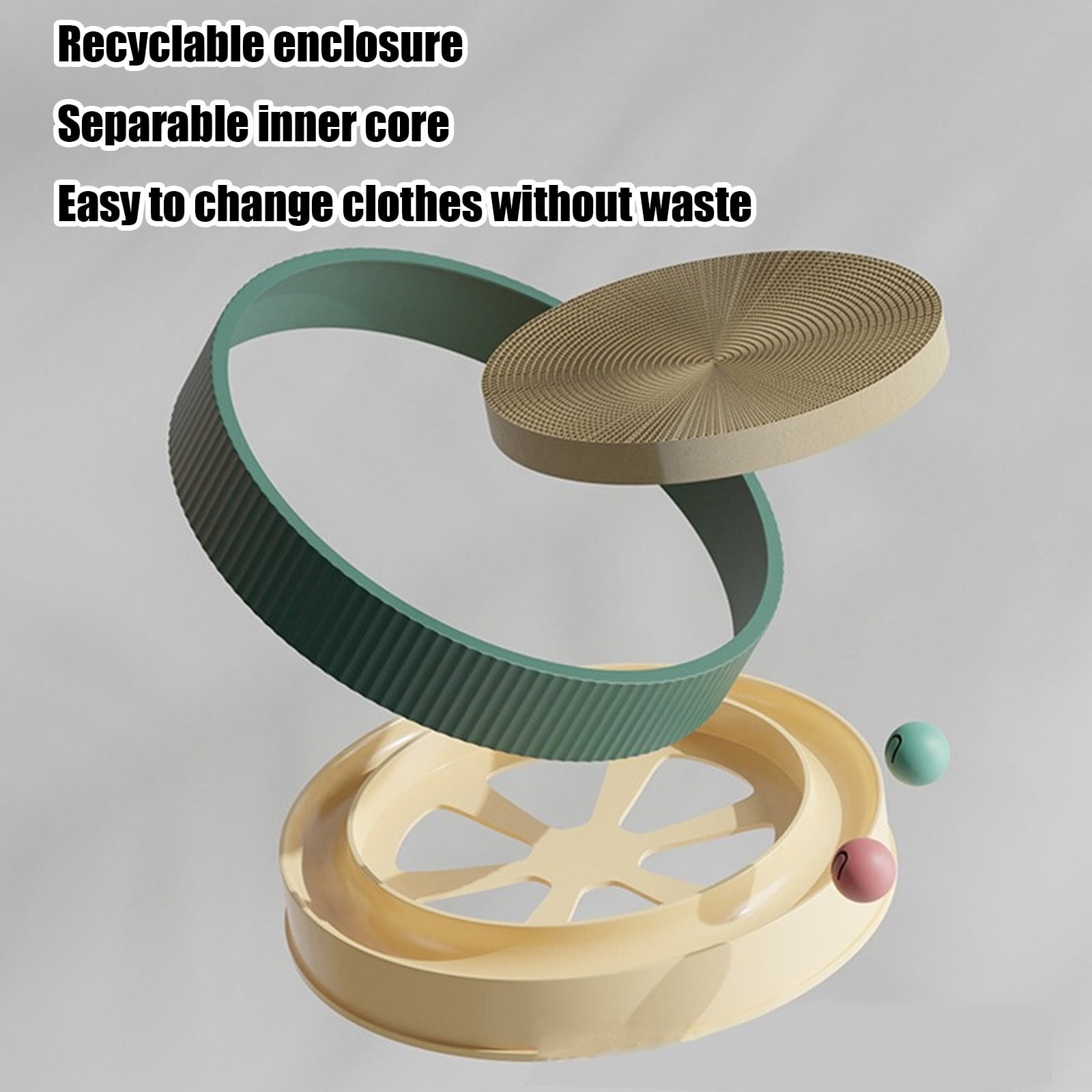 Zenithome 360° Rotating Cat Scratching Board Toy with Replaceable Scratch Pad, Interactive Carousel & Noise Maker for Active Cats, Durable ABS Plastic & Corrugated Cardboard, Non-Slip Base