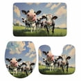 thumbnail image 2 of Cow Group Bathroom Rugs Set Retro Country Cows Grass Blue Sky Non Slip Absorbent Soft Bath Mats 3 Piece Set with Bathroom Rug, U-Shaped Floor Mat, Toilet Seat Cover Small Size, 2 of 9