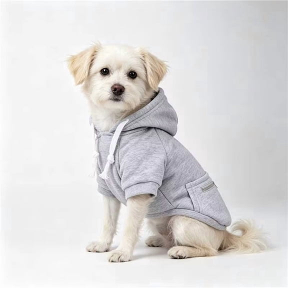 CICRKHB Practical Pocket Dog Jacket, Zipper Pocket Size Dog Clothes, Pet Dog Cold Weather Coat with Pocket Winter Dog Hoodie Warm(Grey,2Xl)