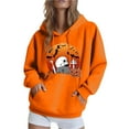 thumbnail image 2 of CFLVAEK Funny Graphic Sweatshirts for Women with Hood Plus Size Long Sleeve Holiday Hoodies Oversized Pullover Tops with Pockets Orange M, 2 of 6