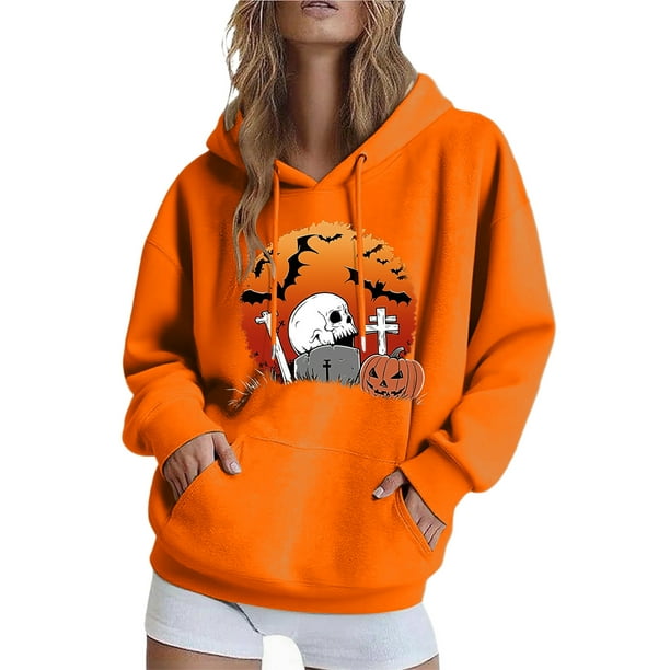 Ailaofu Womens Halloween Sweatshirt Cute Graphic Crewneck Pullover Printed Long Sleeve Fall Outfits Sweatshirts