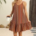 thumbnail image 4 of Summer Boho Dresses Womens 2025 Adjustable Straps Ruffle Hem Casual V Neck Swing A Line Mini Dress Beach Dress (XL, Brown), 4 of 7