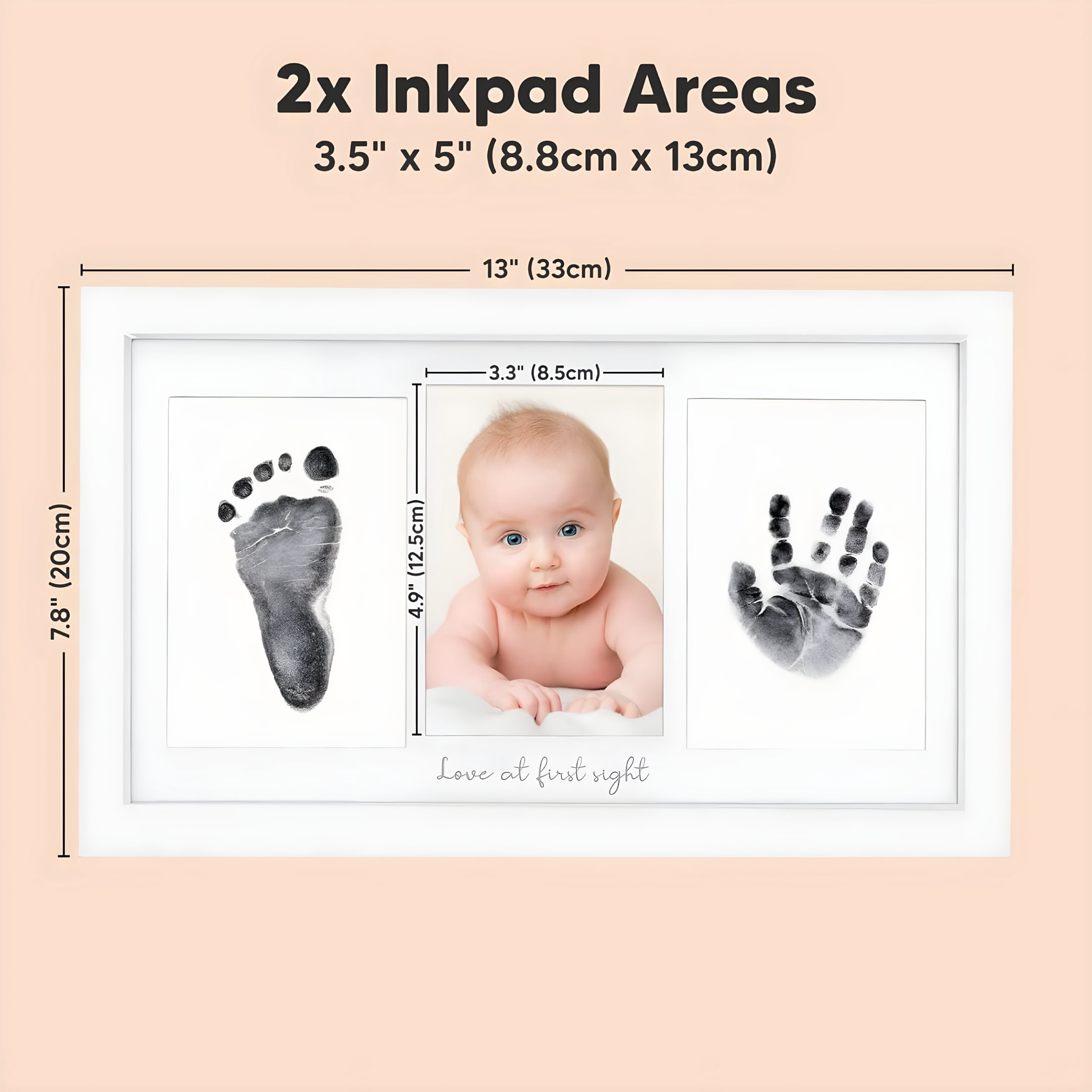 TUWAFE Inkless Hand and Footprint Kit,Boy,Girl,Newborn Keepsake No Mess Ink Pad for Baby Handprint,Clean Touch Paw Print Kit for Dog Picture Frame,Baby Christmas Shower Gifts (Alpine White)
