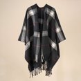 thumbnail image 2 of Women's Fashion Stripe Color Block Cloak Shawl Cardigan Warm Windproof Wrap for Autumn Spring Winter, 2 of 3