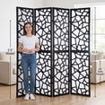 thumbnail image 7 of Roundhill Furniture Giyano Rice Paper/Wood 4-Panel Screen Room Divider in Black, 7 of 7