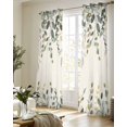 thumbnail image 5 of Green Eucalyptus Sheer Curtains 63 Inch Length 2 Panels Set for Living Room/Bedroom, Farmhouse Weeping Leaves on Linen Kitchen Curtains Grommet Semi-Sheer Curtains Drapes Window Treatments 42"x63"x2, 5 of 7