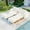 Beige, variant on Patio Outdoor Daybed,Padded Chaise Lounges with Cushioned Loveseat and Wood Topped Side Spaces for Drinks,Double Conversation Poolside Metal Bed for Garden, Backyard, Porch,Lawn,Gray