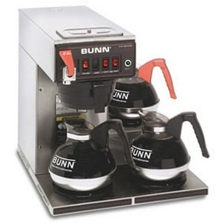 12950.0252 CWTF35-3 PF 12 Cup Automatic Coffee Brewer With 3 Warmers Hot Water Faucet Pourover SplashGard in Stainless Steel