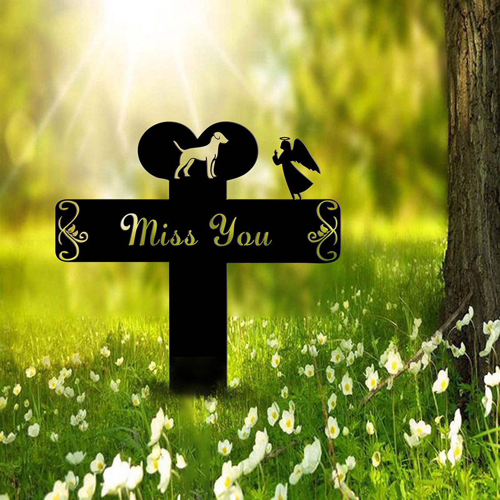 Stainless Steel Lovely Dog Metal Artwork Stylish Heart Cut Out Metal Art,Cute Metal Pet Garden Statues Lawn Outdoor Decor, Memorial Gift for Lover Dog