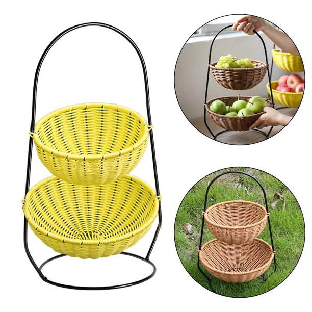2Tier Bowls Fruit Basket Stand Vegetable Holder Home Kitchen
