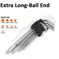 thumbnail image 1 of 9PCS Hex Key Allen Wrench Set, L Shape Metric Assortment with HEX/TORX/BALL END,Maintenance Hand Tool Kit for Furniture/DIY/BIKE Extra Long-Ball End, 1 of 6