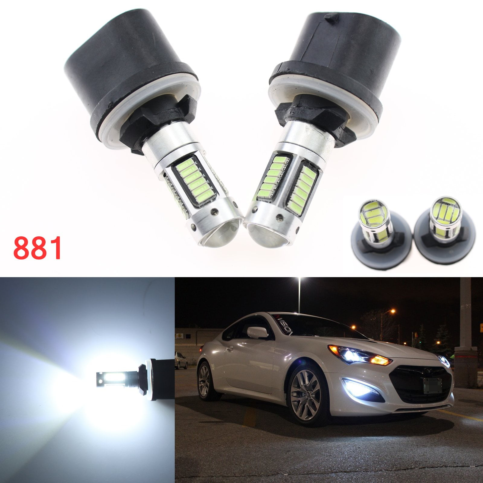 Xotic Tech 2 Pieces Bright White 881 862 886 10000K 30SMD LED Bulbs for DRL Fog Driving Lights