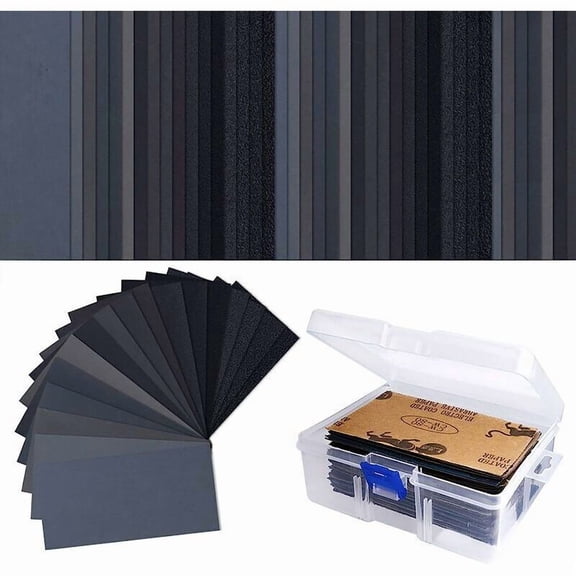 102 Pieces Wet/Dry Sandpaper 60 to 3000 Grit Sandpaper 3 x 5.5 inch Sandpaper for Automotive, Wood Furniture Finishing,