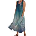 thumbnail image 1 of Vestido informal largo de verano con cuello redondo y rayas degradadas para mujer, 1 of 6