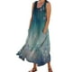 thumbnail image 1 of Vestido informal largo de verano con cuello redondo y rayas degradadas para mujer, 1 of 6