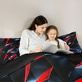 thumbnail image 5 of Homewish Modern Abstract Geometric Queen Comforter Set,3D Stereoscopic Square Bedding Sets,Red Black Bedding Comforter Set For Girls Boys,Super Cozy Room Decor Reversible,3-Piece, 5 of 8