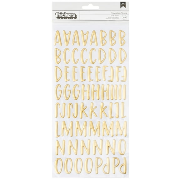 American Crafts Farmstead Harvest Thickers Stickers 148/Pkg-Alpha - Gold Foil Puffy