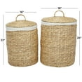 thumbnail image 3 of CosmoLiving by Cosmopolitan 25", 22"H Light Brown Seagrass Handmade Storage Basket with Liner and Matching Tops, 2-Pieces, 3 of 9