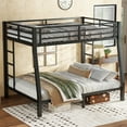 thumbnail image 4 of Bellemave Full XL Over Queen Bunk Bed, Metal Bunk Beds Frame with Guardrail & Ladders, Space Saving No Box Spring Needed Design for Small Room & Dorm, Noise Reduced, White, 4 of 10