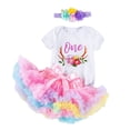 thumbnail image 2 of SonxaHe Infant Girl's Outfit Set Party Short Sleeve Bodysuit Tutu Skirt Headband Baby Outfits,3-Piece for Birthday Holiday White,Size 18-24 M, 2 of 4