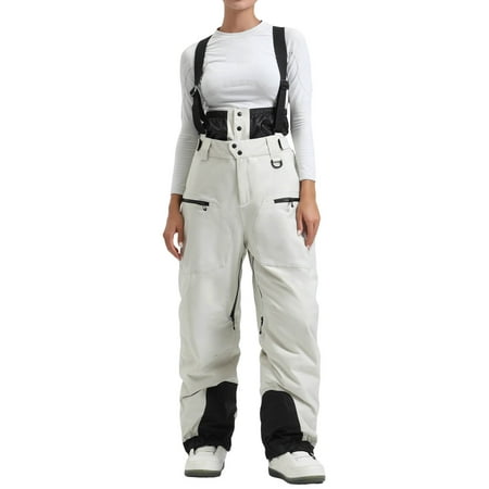 AINIYS Women s Snowboard Suspender Pants Waterproof Insulated Ski Trousers for Winter Snow Sports Outdoor Adventures Beige S