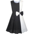 thumbnail image 3 of Sunny Fashion Girls Dress Color Block Contrast White Black Bow Tie 8, 3 of 15