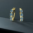 thumbnail image 4 of Gem Stone King 18K Yellow Gold Plated Silver Earrings Persian Blue Oval Moissanite (3.60 Cttw), 4 of 4