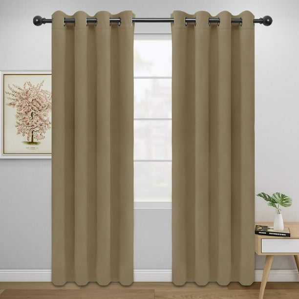 Cortinas térmicas, fáciles de usar, opacas, color canela, 132 x 213 cm, 2 paneles