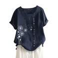 thumbnail image 2 of Qeaghou Plus Size Linen Shirts for Women 2024 Summer Loose Fit Comfy Casual Tops Floral Printed Button Down Dressy Blouses Clearance $5, 2 of 7