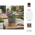 thumbnail image 6 of Elevated Flower Pots Planter with Swirl Accent  for Indoor Plants - Modern  Ceramic Design and Bamboo Stand for Home Decor - Decorative Raised Planter for Tabletop and Shelf Display - 8", Gray, 6 of 14