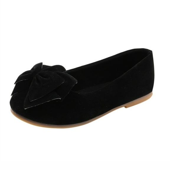 Toddler Girls Dress Shoes, Front Bowknot Baby Girls Dance Shoes Closed Toe Low heel Princess Shoes Black 21