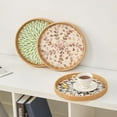 thumbnail image 3 of LZLINGMEI Round Rattan Tray for Home Decor 11.8 inch, Modern and Boho Decor Serving Tray with Mother of Pearl Inlay, Wicker Basket for Coffee Table, Hand Woven Decorative Tray Plates, 3 of 12